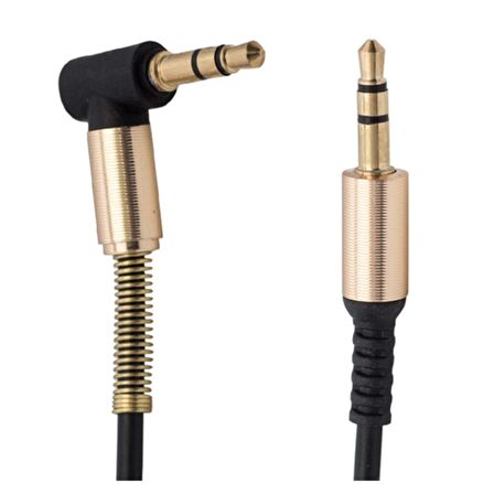 BUFFER® 3.5 Mm Metal Başlıklı Erkek/Erkek  L Uçlu Jack Girişli Aux  Stereo Ses Aktarma Kablosu