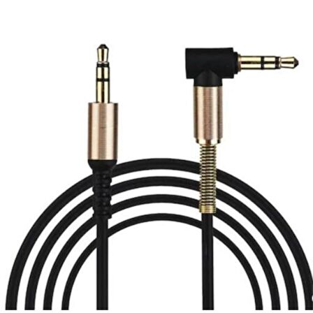 BUFFER® 3.5 Mm Metal Başlıklı Erkek/Erkek  L Uçlu Jack Girişli Aux  Stereo Ses Aktarma Kablosu