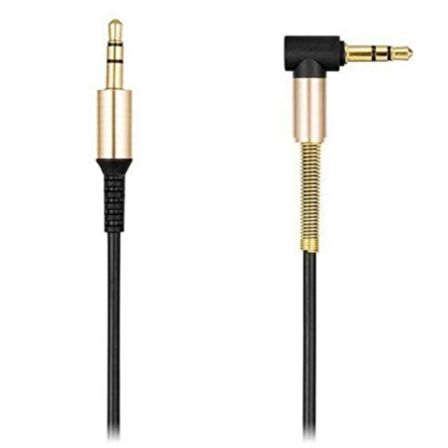 BUFFER® 3.5 Mm Metal Başlıklı Erkek/Erkek  L Uçlu Jack Girişli Aux  Stereo Ses Aktarma Kablosu