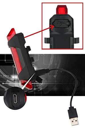 2 Adet Usb Şarj Edilebilir Parlak Bisiklet Led Lamba Su Geçirmez Güvenlik Uyarı Arka Lamba Işığı