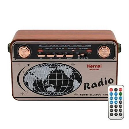 BUFFER® 503B Dekoratif Eskitme Nostalji Uzaktan Kumandalı Radyo Usb/Aux/Hafıza Kartı/Bluetooth/Şarjl