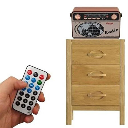 BUFFER® 503B Dekoratif Eskitme Nostalji Uzaktan Kumandalı Radyo Usb/Aux/Hafıza Kartı/Bluetooth/Şarjl