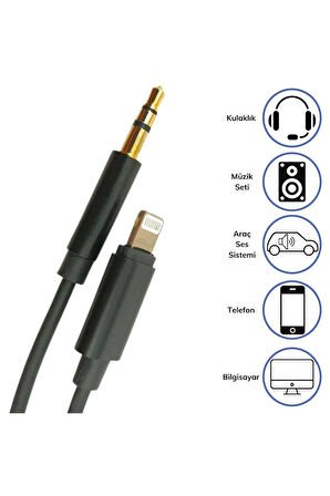 Iphone Uyumlu Lightning Aux Araç Dönüştürücü Ses Kablosu 3.5 mm Jack Girişli