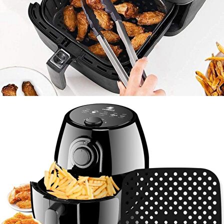 BUFFER® Yıkanılabilir Silikon Fırın Airfryer Kare Model Pişirme Matı Kırmızı Ve Siyah 20,5 Cm