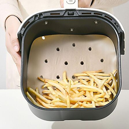 BUFFER® Silikon Fırın Ve Airfryer Kare Gri Pişirme Matı 20 Cm Ve 100 Adet Kullan-At Yağlı Kağıt