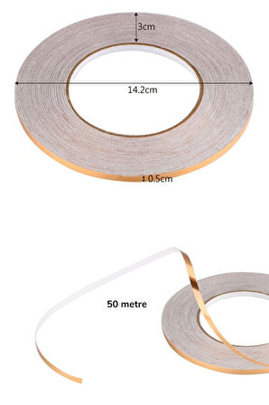 50 Metre Fayans Arası Şerit Dekoratif Yapışkan Su Geçirmez Sızdırmaz Altın Bant Kaplama 2 Adet