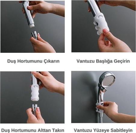 Buffer Su Geçirmeyen  Dayanıklı Kancalı Banyo Duş Başlığı Askı Tutucu Silikon Güçlü Vantuz Vakum Aparatı
