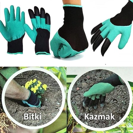 Buffer® Toprak Kazma Ekme İ̇Çin Korumalı Bahçivan Eldiveni Ve Silikon Parmak Koruyucu Bıçak Eldiven 