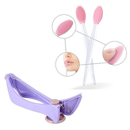  BUFFER® 2 Adet Dudak Burun Peeling Etkili Siyah Nokta Temizleyici Çift Fırça + Yüz Tüy Alma Aleti