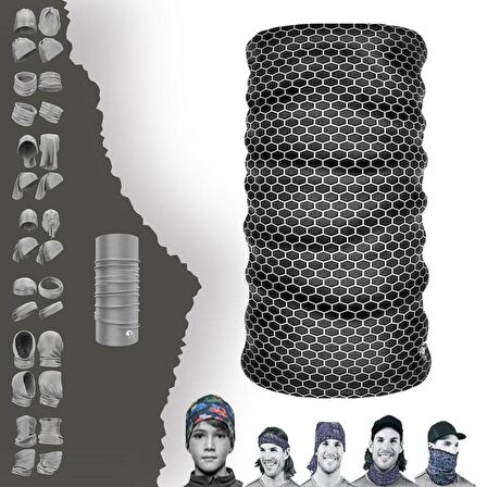 Beyaz Altıgenli Boyunluk Bere Bandana Maske Bone Toka Saçbandı