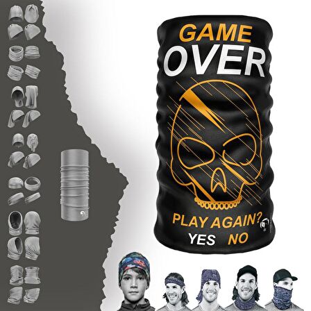 Turuncu Kurukafalı Game Over Boyunluk Bere Bandana Maske Bone Toka Saçbandı