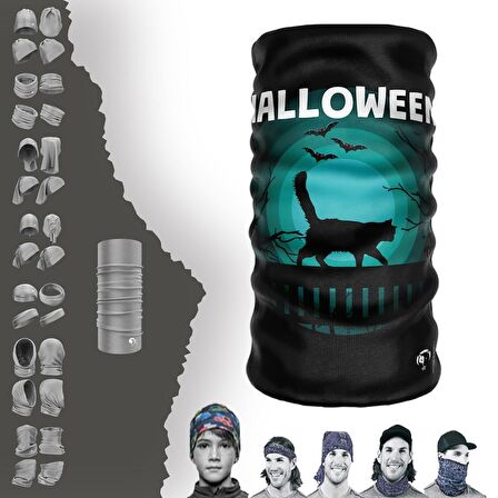 Yeşil Tonlu Halloween Boyunluk Bere Bandana Maske Bone Toka Saçbandı