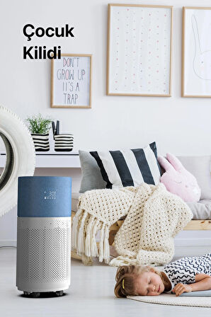 Akıllı Hava Temizleyici, Air Purifier, Mobil Uygulama ile Denetim, 70 m2 Etkili, 3 Katmanlı HEPA13 Filtreli Hava Temizleme Cihazı Mavi