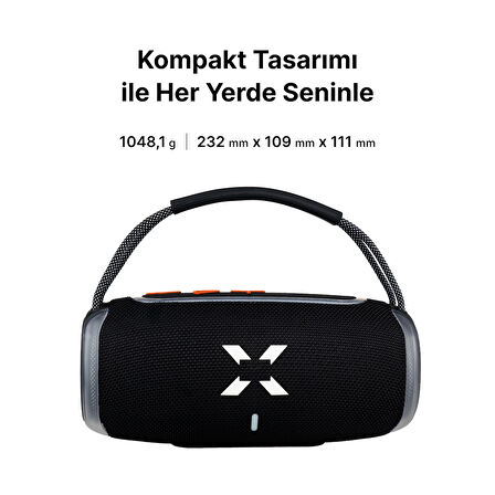 RGB Bluetooth Hoparlör, 5 Saat Çalma Süresi, 20 W, Bluetooth 5.3 TWS Outdoor Ses Bombası Siyah X6701_M0