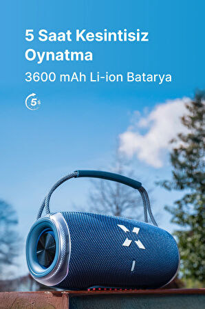 Boombox RGB Bluetooth Hoparlör, 5 Saat Çalma Süresi, 20 W, Bluetooth, TWS, Outdoor Ses Bombası Mavi X6701_M0