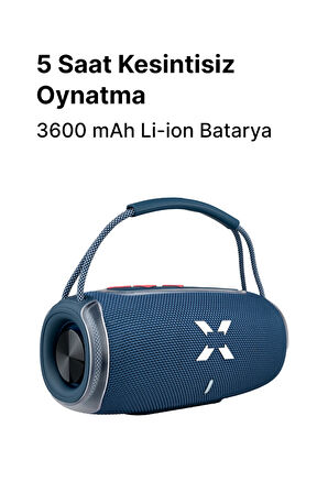 Boombox RGB Bluetooth Hoparlör, 5 Saat Çalma Süresi, 20 W, Bluetooth, TWS, Outdoor Ses Bombası Mavi X6701_M0