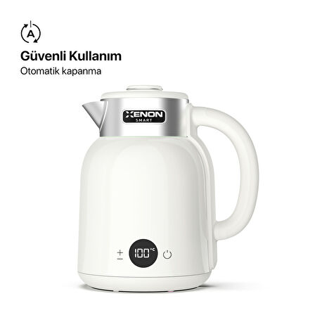 Xenon Smart Akıllı Kettle 1.5LT Hacimli Ön Ayarlı Isıtma Özellikli Led Ekranlı 360° Dönebilen 2200W Su Isıtıcı X7101