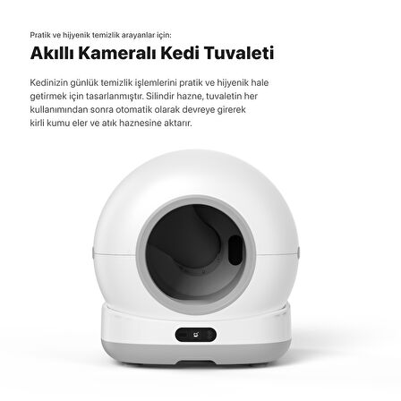 Xenon Smart Akıllı Otomatik Kameralı Kedi Tuvaleti UV Sterilizasyonlu 72L Hacim 7L Kapasiteli Cat Cleaner X8623