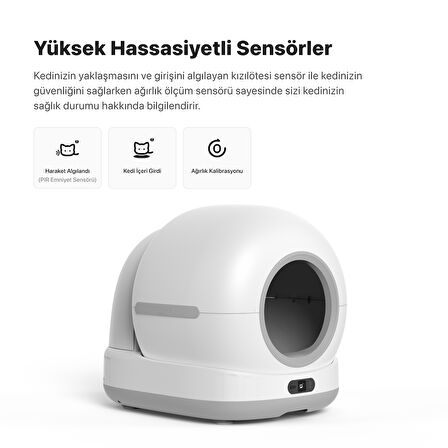 Xenon Smart Akıllı Otomatik Kameralı Kedi Tuvaleti UV Sterilizasyonlu 72L Hacim 7L Kapasiteli Cat Cleaner X8623