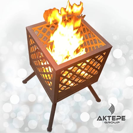Ateş Çukuru 2 Adet Mangal Izgaralı Bahçe Şöminesi Barbekü Soba Firepit Ateş Çanağı