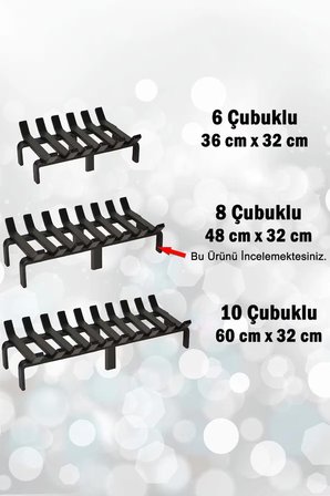 Şömine Izgarası 8 Çubuklu 48 Cm X 32 Cm Ekstra Dar Gözlü Izgara