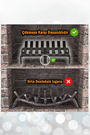 Şömine Izgarası 8 Çubuklu 48 Cm X 32 Cm Ekstra Dar Gözlü Izgara