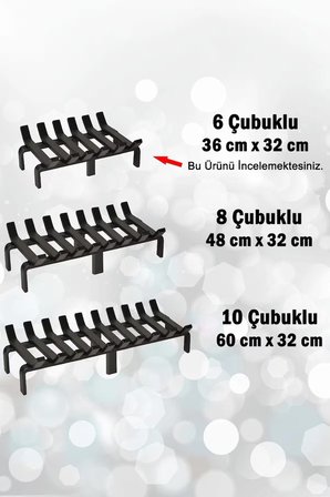 Şömine Izgarası 6 Çubuklu 36 Cm X 32 Cm Ekstra Dar Gözlü Izgara