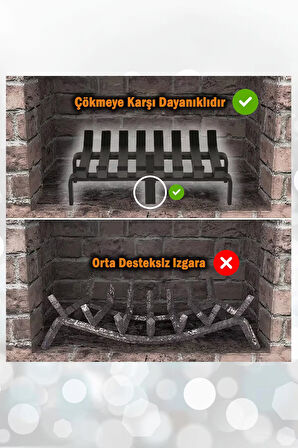 Şömine Izgarası 6 Çubuklu 36 Cm X 32 Cm Ekstra Dar Gözlü Izgara