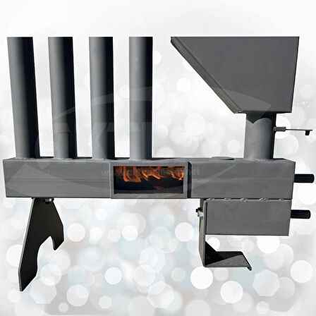 Pelet Sobası Petekli Pelet Soba Camlı Şömine Soba Stove Füze Roket