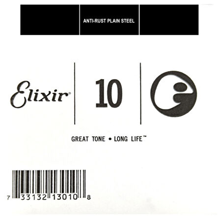 Elixir 13010 Tek Gitar Teli 0,10 Anti-Rust Plain Steel Single Guitar String - 010