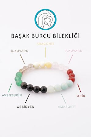 Başak Burcu Taşlarından Oluşan Doğal Taş Bileklik 8 mm Küre Kesim - Burç Bilekliği