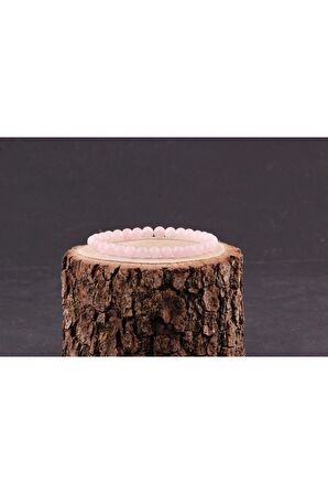 Pembe Kuvars Doğal Taş Bileklik 6 Mm