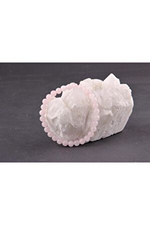 Pembe Kuvars Doğal Taş Bileklik 6 Mm