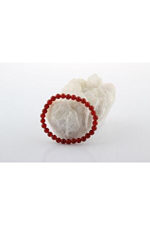 Kırmızı Akik Doğal Taş Bileklik 6mm