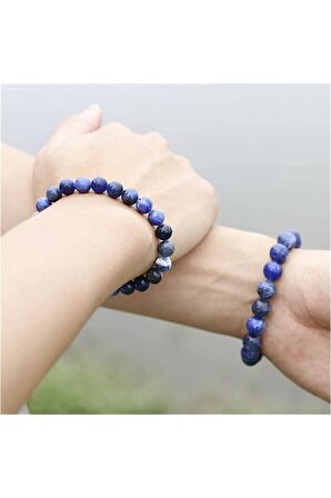 Sertifikalı Sodalit Doğal Taş Bileklik 8 Mm