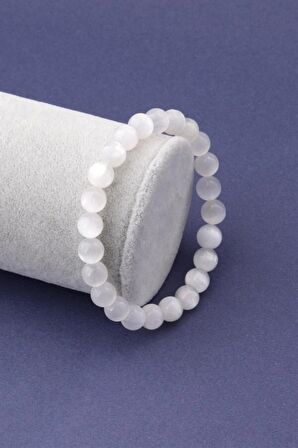 Selenit Doğal Taş Bileklik 8 Mm
