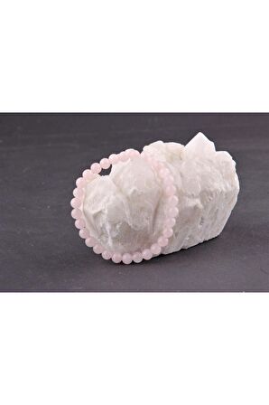 Doğal Taş Pembe Kuars Bileklik 6MM