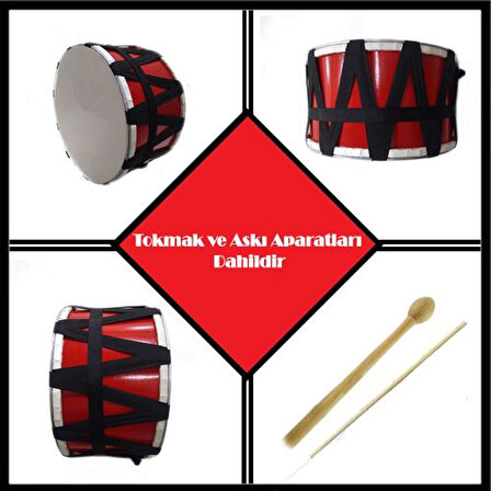 Çocuk Davulu 30 cm Renkli Kırmızı
