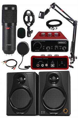 Midex Referans Paket-1 Behringer Monitör Ses Kartı BM800 Mikrofon Stand