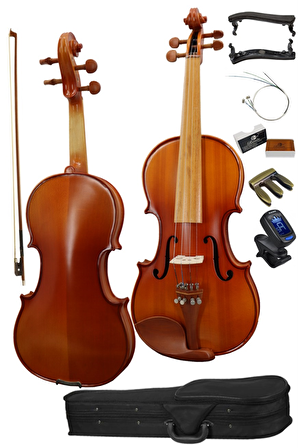 Midex GLA-124 Profesyonel Üst Kalite GÜL Ağacı Keman 4/4 Tam Boy (Yastık Tuner Yedek Tel Susturucu Çanta Yay Reçine)