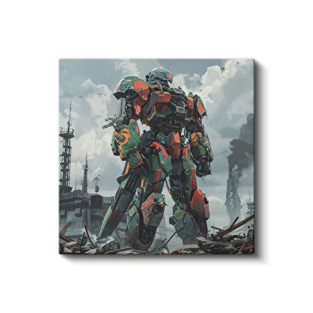 Askeri Robot - Endüstriyel Manzara Anime Kanvas Tablo