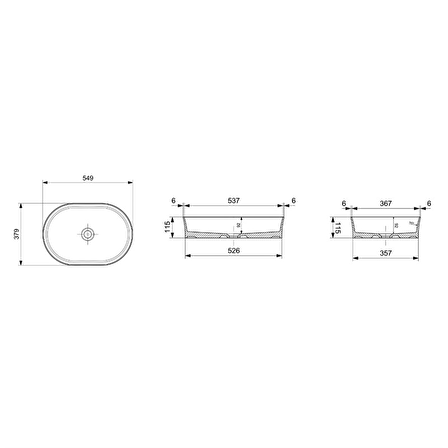 Bocchi Slim Line Oval Lavabo 55x38 cm Parlak Beyaz