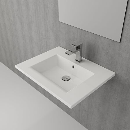 Bocchi Milano Etajerli Lavabo 60 cm Parlak Beyaz