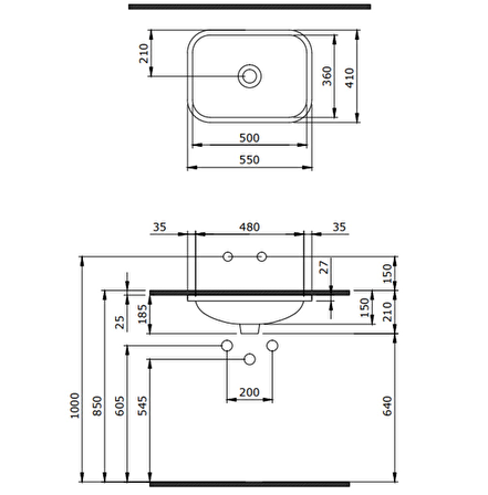 Bocchi Scala 55 cm Tezgah Altı Lavabo