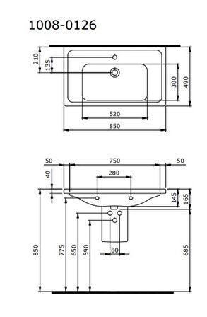 Bocchi Taormina Pro Etajerli Lavabo 85 cm