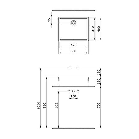 Bocchi Milano 50 cm Çanak Lavabo Mat Gri