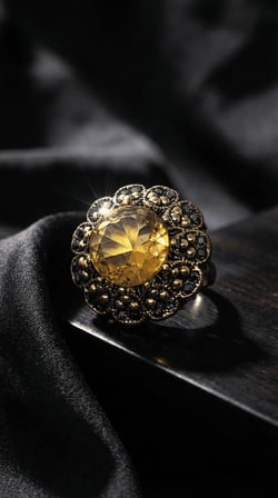 Bronz Takı Otantik Renk Değiştiren Zultanit Taşı Yuvarlak Kesim Çiçek Model Vintage Kadın Yüzük