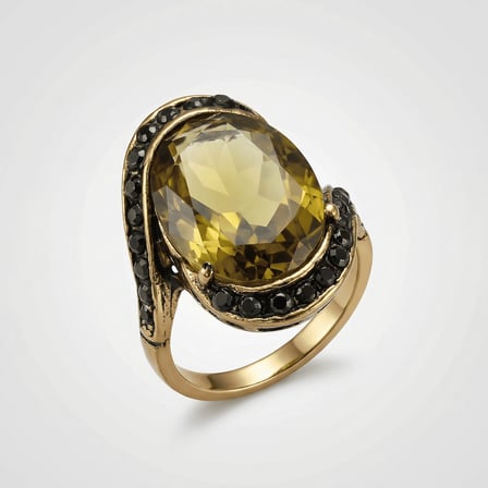 Bronz Takı Otantik Renk Değiştiren Zultanit Taşı Oval Kesim Sarmal Model Vintage Kadın Yüzük