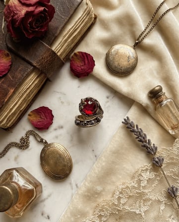 Bronz Takı Otantik Kırmızı Yakut Kesim Kristal Taşlı Sarmaşık Model Önden Ayarlanabilir Vintage Kadın Yüzük