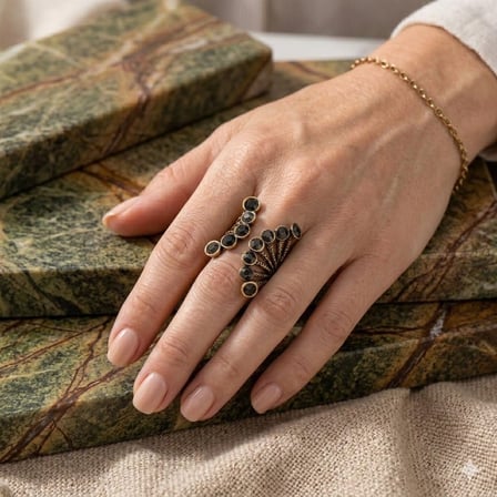 Bronz Takı Otantik Markazit Kirpik Model Önden Ayarlanabilir Vintage Kadın Yüzük